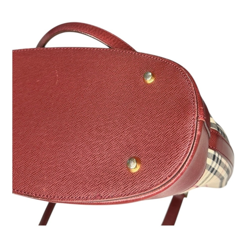 Burberry Small Haymarket Check Tote – Burgundy Trim - Picture 13 of 14